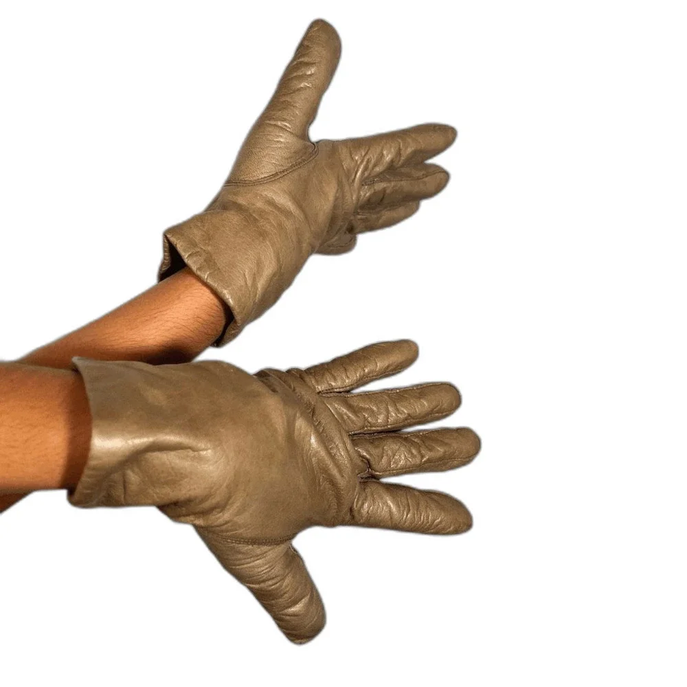 Vintage 80's Gloves Size 6 Classic Mob Wife Old Money Elegant Tan Leather Gloves